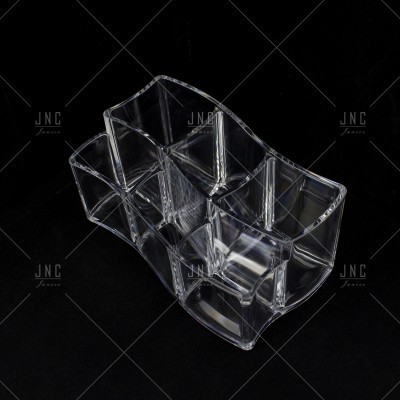 Organizador transparente em acrílico com três compartimentos