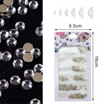 Cristais brilhantes redondos em embalagem branca com selo ORIGINAL