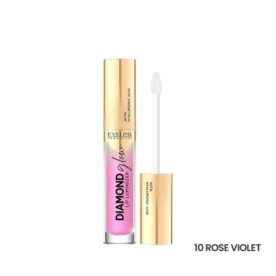 Gloss labial Eveline Cosmetics com embalagem dourada e transparente