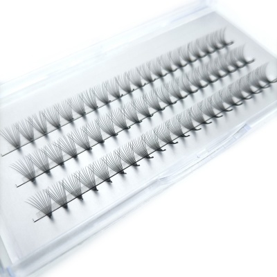 Pestanas postiços individuais pretos em caixa transparente sobre fundo branco