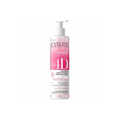 Loção removedora de maquilhagem Eveline Cosmetics White Prestige 4D branca e rosa com doseador