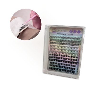 Conjunto de pestanas postiças Quick Lash Clusters em estojo holográfico com aplicação local