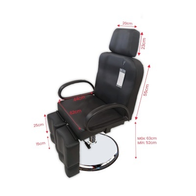 Cadeira preta ajustável com base metálica redonda