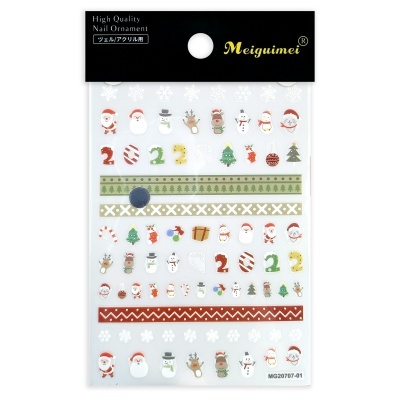 Adesivos para unhas natalícios coloridos com desenhos de pai natal, bonecos de neve e outros motivos festivos