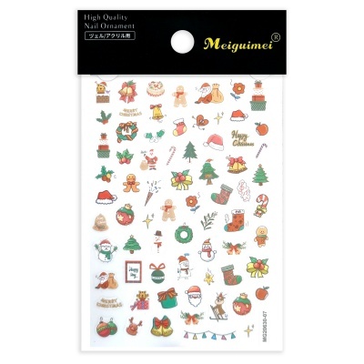 Adesivos decorativos para unhas temática Natal com várias imagens e texto festivo