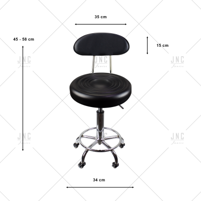 Cadeira de escritório preta com base metálica cromada e rodas