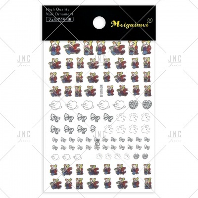 Autocolantes de ursinhos e outros desenhos para unhas em embalagem Meiguimei.