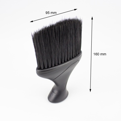 pincel aplicador preto com cerdas destras e medidas visíveis