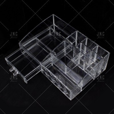 Organizador transparente multifuncional em acrílico com vários compartimentos