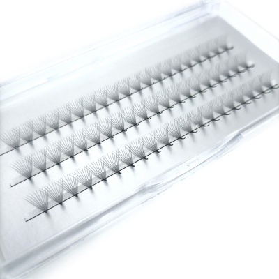 Conjunto de cílios postiços em leque dentro de caixa plástica transparente