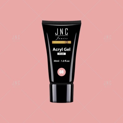 Frasco preto de Acryl Gel JNC Professional com tampa preta e fundo rosa