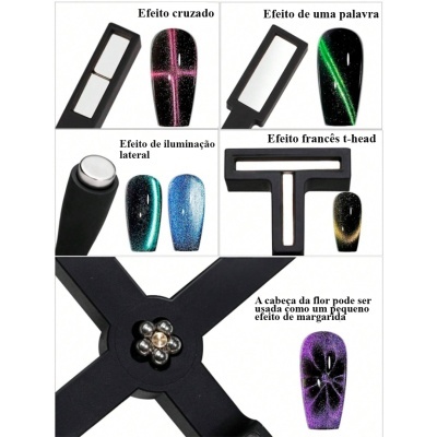 Ferramenta para criar efeitos decorativos em unhas com diferentes padrões e cores