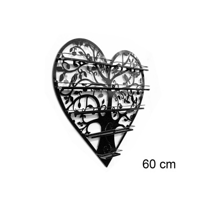 suporte de parede em forma de coração preto com desenho de árvore
