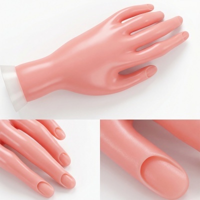 Mão de manequim cor de pele em plástico ou silicone com unhas esculpidas