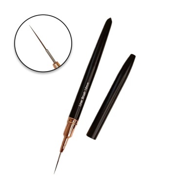 Caneta micro pincel delineadora preta com detalhes dourados e texto Ultra brush 0.07 mm