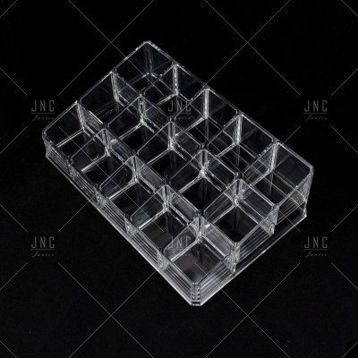 Caixa organizadora transparente em plástico acrílico com 15 compartimentos quadrados