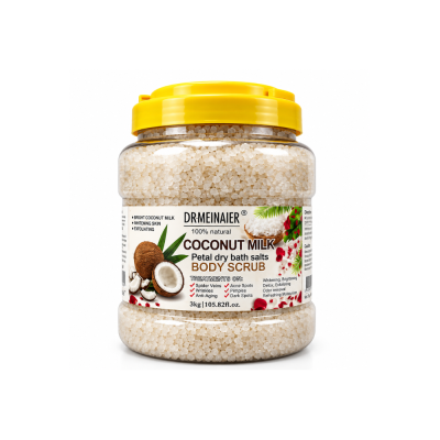 Frasco de sais de banho secos DR.MEINAIER COCONUT MILK com tampa amarela