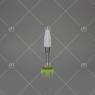 Broca cerâmica branca para unhas com base verde
