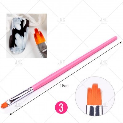 pincel de unhas cabo rosa cerdas laranja 19cm