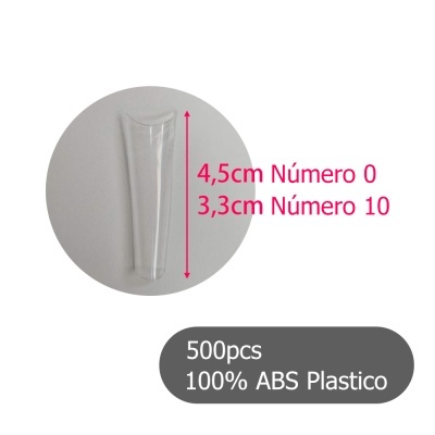 Tubo de plástico transparente com dimensões e selo de material e quantidade