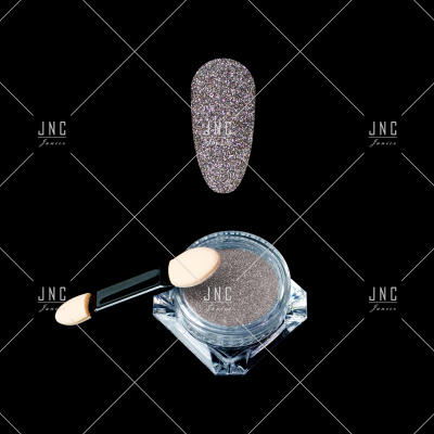 Pó de sombra de olhos prateado com brilho e aplicador