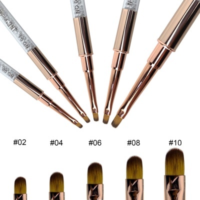 Conjunto de pincéis de maquilhagem com cabo transparente e metal dourado com números de 02 a 10.