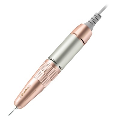 Aparelho elétrico portátil em cor rosa dourado e prata com cabo cinzento