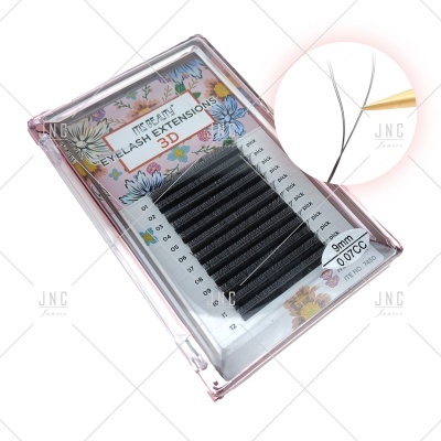 Conjunto de extensões de pestanas 3D com estojo transparente e fundo floral