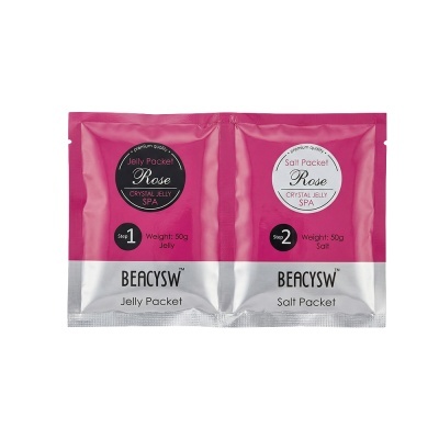 Duas embalagens rosa e branco para spa BEACYSW Jelly Packet e Salt Packet