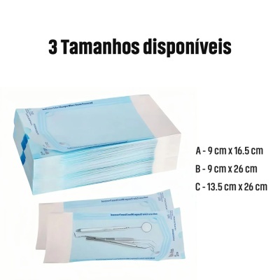 Pacotes de esterilização azul claro para instrumentos médicos em três tamanhos
