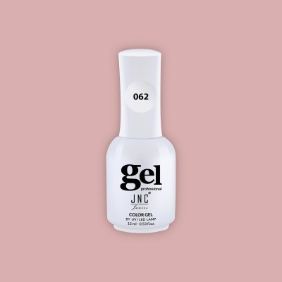 Frasco branco de verniz gel para unhas JNC Professional com tampa branca e número 062