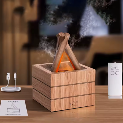 Difusor de aroma em madeira com controlo remoto e cabo USB