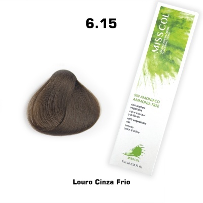 Embalagem de tonalizante de cabelo Miss Col Louro Cinza Frio 6.15