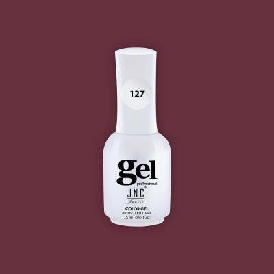 Frasco branco de verniz gel profissional JNC com tampa longa e código 127