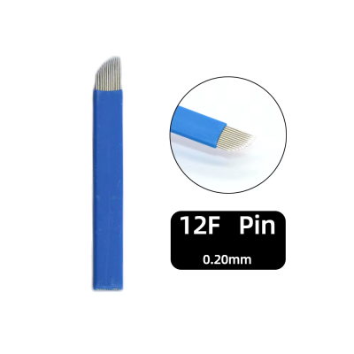 Lâmina azul de microagulhas para sobrancelhas com texto 12F Pin 0.20mm