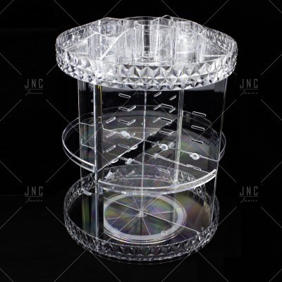 Suporte giratório transparente de acrílico com múltiplos compartimentos