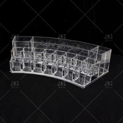 Organizador curvo transparente de acrílico com vários compartimentos