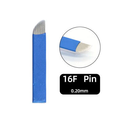 Agulha microblading curva 16 fios aço inox azul 0.20mm