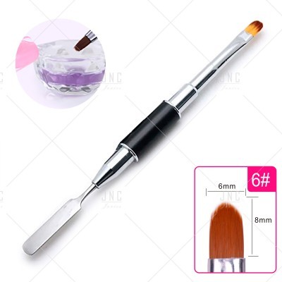 Pincel manicure com escova castanha e espátula metálica