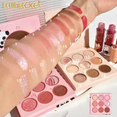 Paleta de sombras em tons rosa e castanho e gloss labial KEVIN&COCO