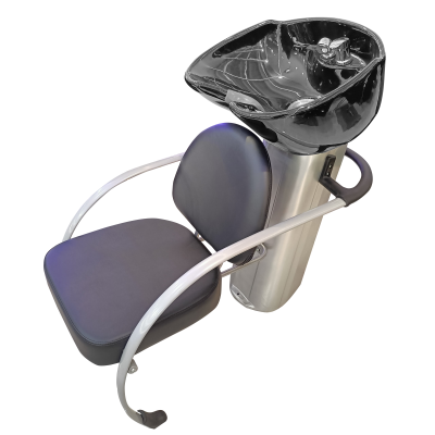 Cadeira de cabeleireiro preta com lava-cabeças preto