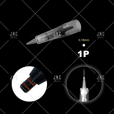 Ponta de agulha 1P 0,18mm para tatuagem em plástico transparente