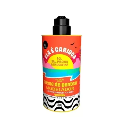 Frasco plástico colorido de creme de pentear modelador Ela é Carioca