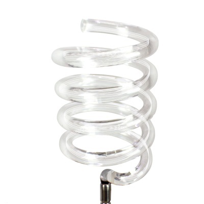 tubo helicoidal transparente em base metálica preta