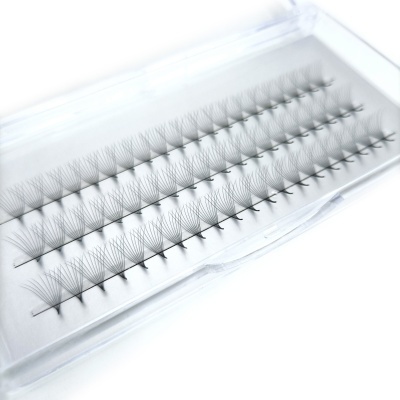 Estojo com tufos de pestanas artificiais pretas organizados em fileiras