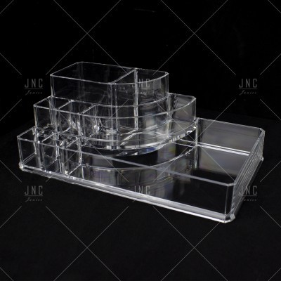 Organizador transparente em acrílico com múltiplos compartimentos
