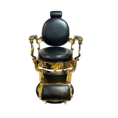 Cadeira de barbeiro preto com estrutura dourada