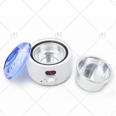 Aquecedor de cera branco com tampa azul e visor digital