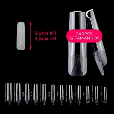 Unhas postiças transparentes em várias medidas