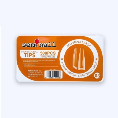 Embalagem de pontas para unhas transparentes formato Ballerina larga com 500 peças